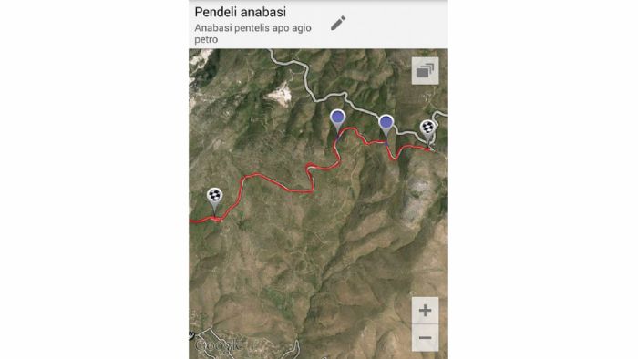 Αυτός είναι ο χάρτης και η διαδρομή της ανάβασης, όπως απεικονίζεται στον χάρτη της Google.