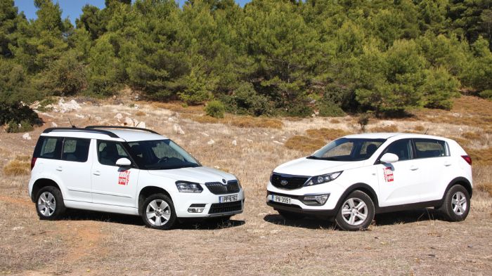 Τα ανανεωμένα Kia Sportage και Skoda Yeti στις diesel, προσθιοκίνητες εκδόσεις τους, αποτελούν οικονομικές προτάσεις για τα δεδομένα των SUV και σίγουρα παρουσιάζουν ενδιαφέρον για την ελληνική αγορά.