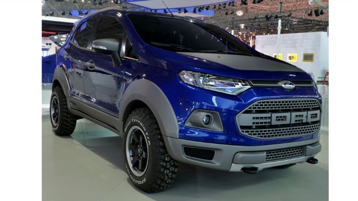 Tο EcoSport Storm είναι ένα πρωτότυπο όχημα με πιο επιθετική γρίλια μπροστά σε σχέση με το «απλό» EcoSport, δανεισμένη από το pick up της Ford, F-150 Raptor.