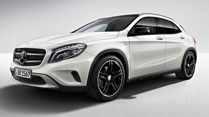 Η Mercedes θα λανσάρει τη GLA για περιορισμένο χρονικό διάστημα στην έκδοση Edition 1, η οποία θα διαθέτει 19άρες AMG ζάντες μαύρου κράματος, φώτα bi-xenon, αλουμινένιες ράγες οροφής και χρωμιομένους 
