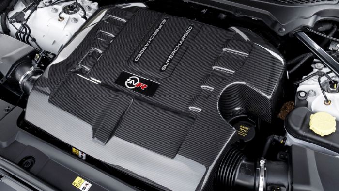 Η Jaguar XE SVR θα πάρει μια χαμηλότερη εκδοχή του 5λιτρου turbo V8 κινητήρα της JLR, που αποδίδει 550 ίππους στο Range Rover Sport SVR (φωτό) και 575 στην F-Type SVR.