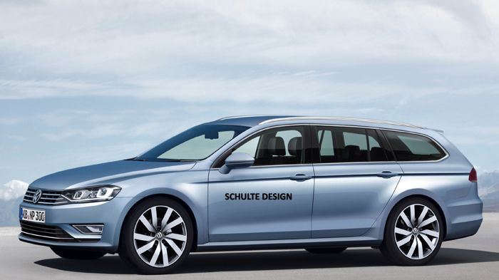 Το νέο VW Passat θα αποκτήσει περισσότερο σπορτίφ εμφάνιση, ακόμη και στην πιο οικογενειακή έκδοσή του, Variant (κατασκοπευτική, ηλεκτρονικά επεξεργασμένη εικόνα).	