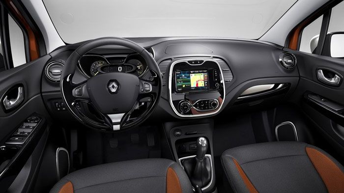 Το ανοιχτόχρωμο, ζωντανό και σύγχρονο εσωτερικό του νέου Renault 
Captur διαφέρει από τα συγκρατημένα μαύρα εσωτερικά των γερμανικών μοντέλων.
