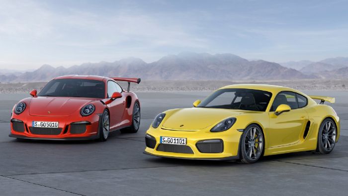 Μετά τα GT2, GT3 και GT4, η Porsche κατοχύρωσε και το GT5, το οποίο κατά τα φαινόμενα θα τοποθετηθεί σε πιο συμβατικά, υψηλής απόδοσης, μοντέλα της (στη φωτό οι 911 GT3 RS και Cayman GT4).