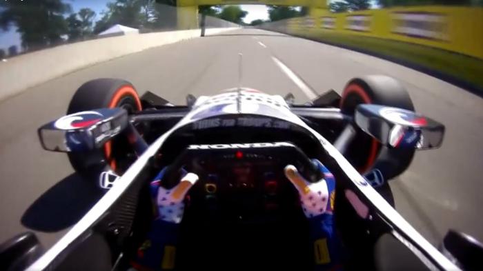 Το video από το κράνος του Graham Rahal κατά τη διάρκεια των προκριματικών για το Grand Prix του Detroit είναι όσο πιο κοντά μπορεί να φτάσει κάποιος να οδηγήσει ένα τέτοιο αυτοκίνητο.