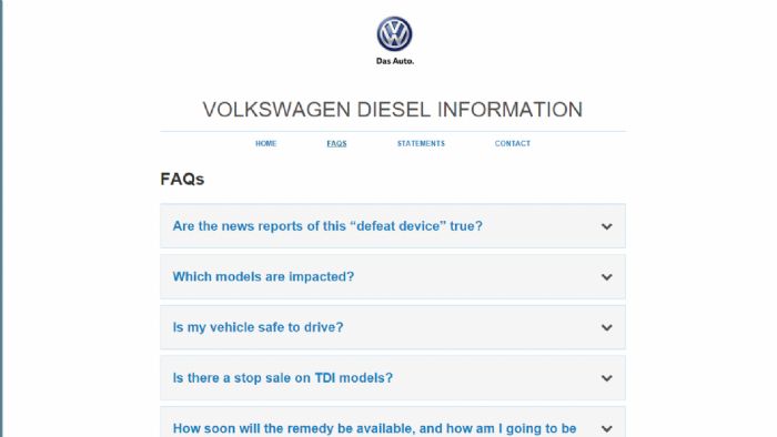 Μπείτε στο vwdieselinfo.com και ρωτήστε άφοβα τους ιθύνοντες της VW ότι σας απασχολεί γύρω από το θέμα των ρύπων των diesel.