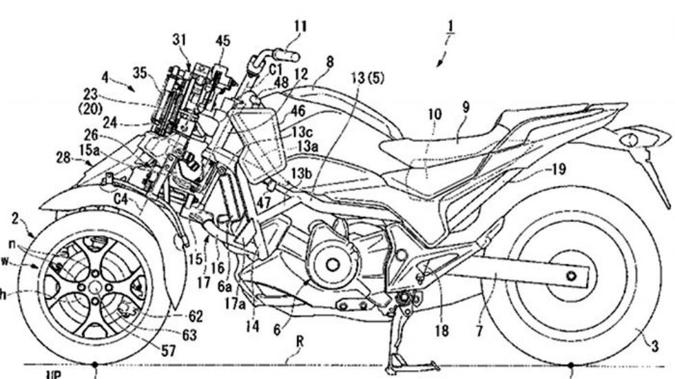Ένα από τα σχέδια που κατέθεσε η ιαπωνική εταιρία όπου φαίνεται ολόκληρο το τρίκυκλο της Honda.
