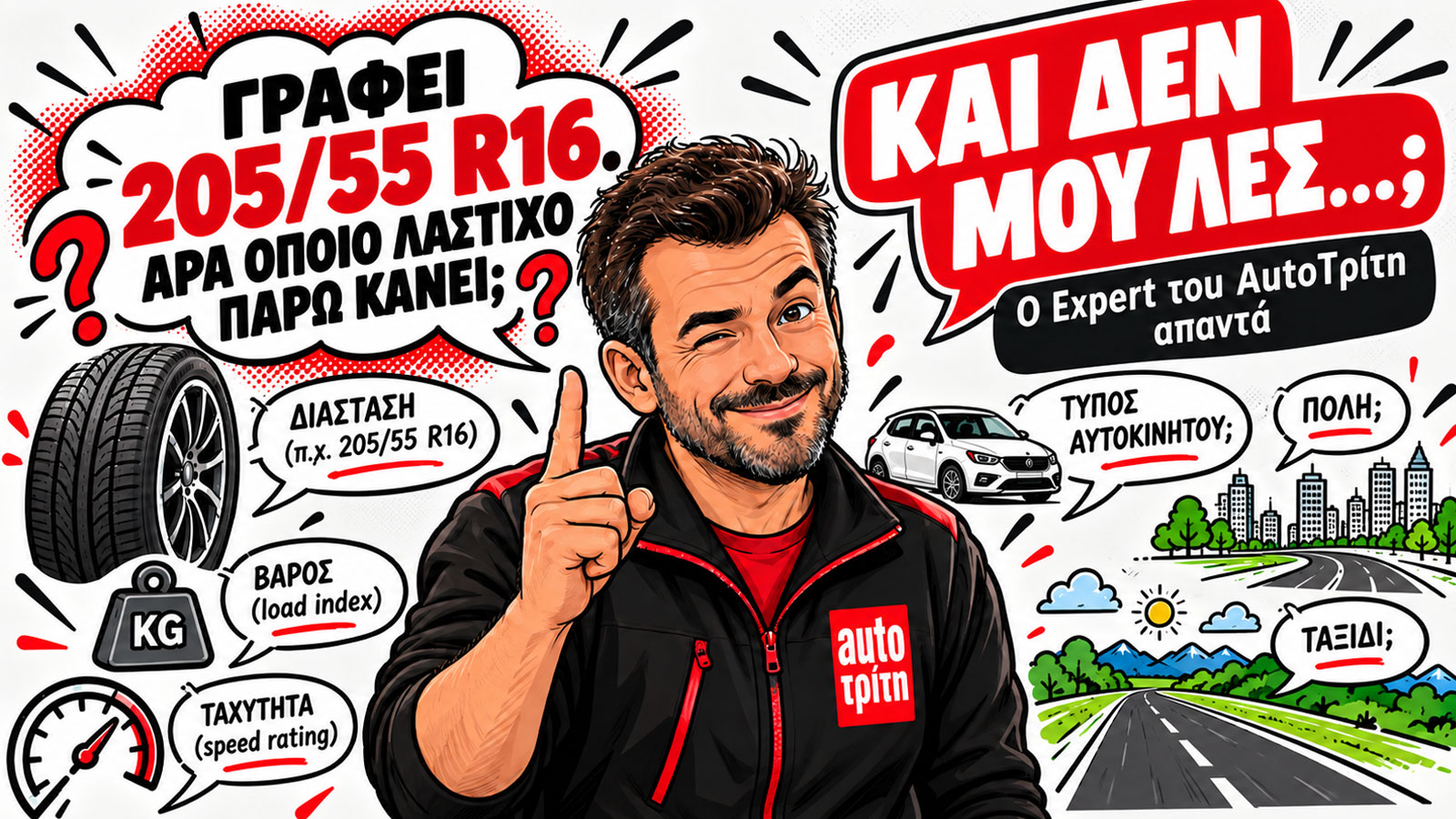 Γράφει να βάλω λάστιχο 205/55 R16. Γιατί να μην βάλω όποιο θέλω;