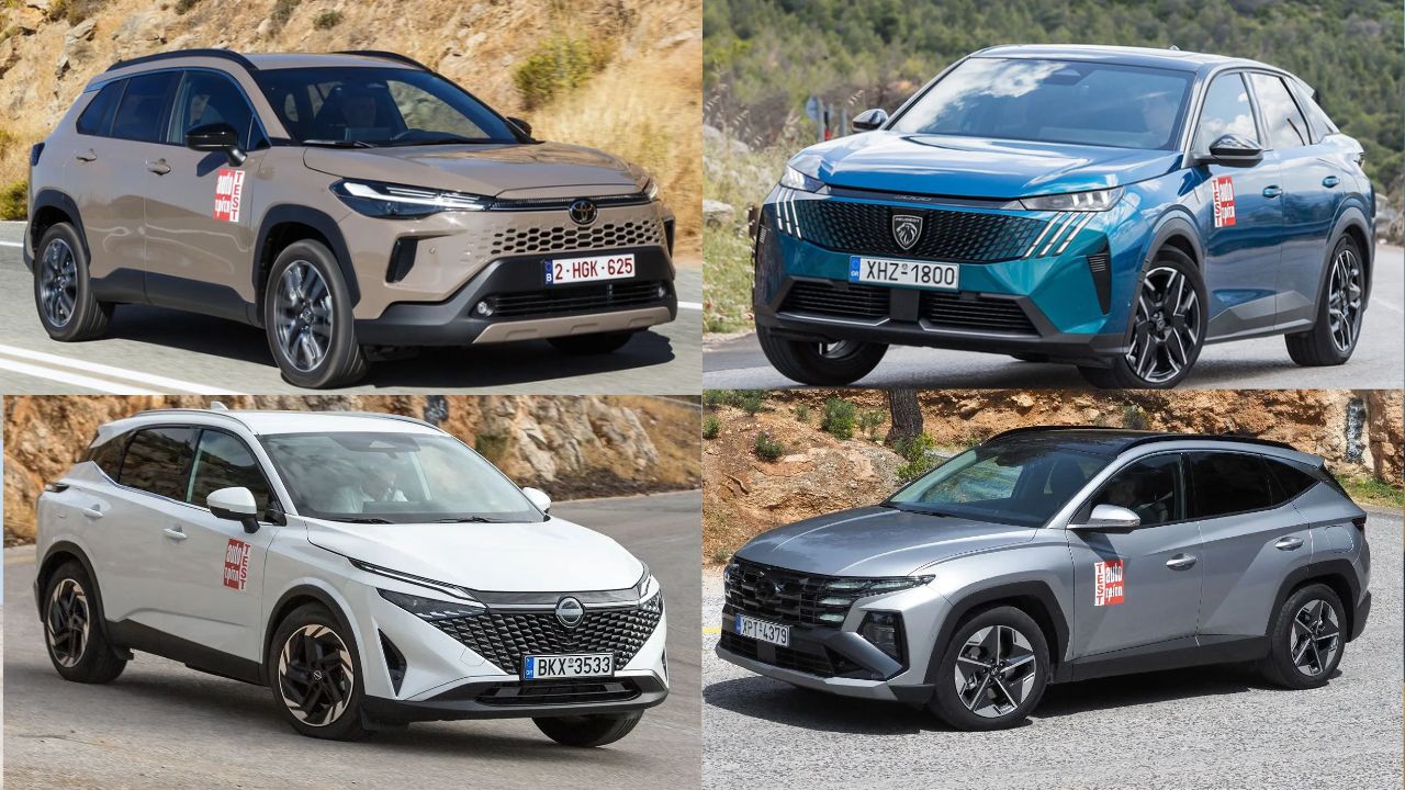 Τα πιο ήσυχα οικογενειακά SUV στα 120 χλμ/ώρα σύμφωνα με το AutoΤρίτη Test Center - Nissan Qashqai, Toyota Corolla Cross, Hyundai Tucson και Peugeot 3008.