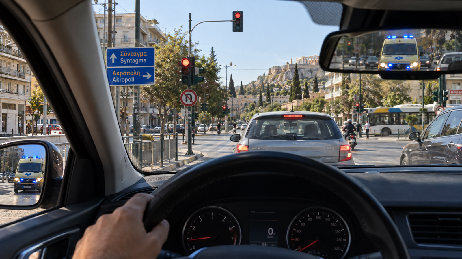 Έρχεται ασθενοφόρο πίσω σου και έχεις κόκκινο. Προχωράς;