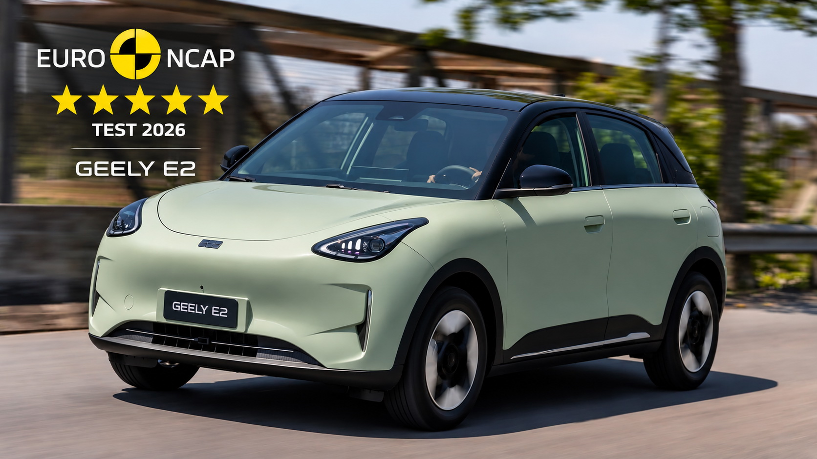 Το ηλεκτρικό αυτοκίνητο πόλης Geely E2 και το λογότυπο του Euro NCAP
