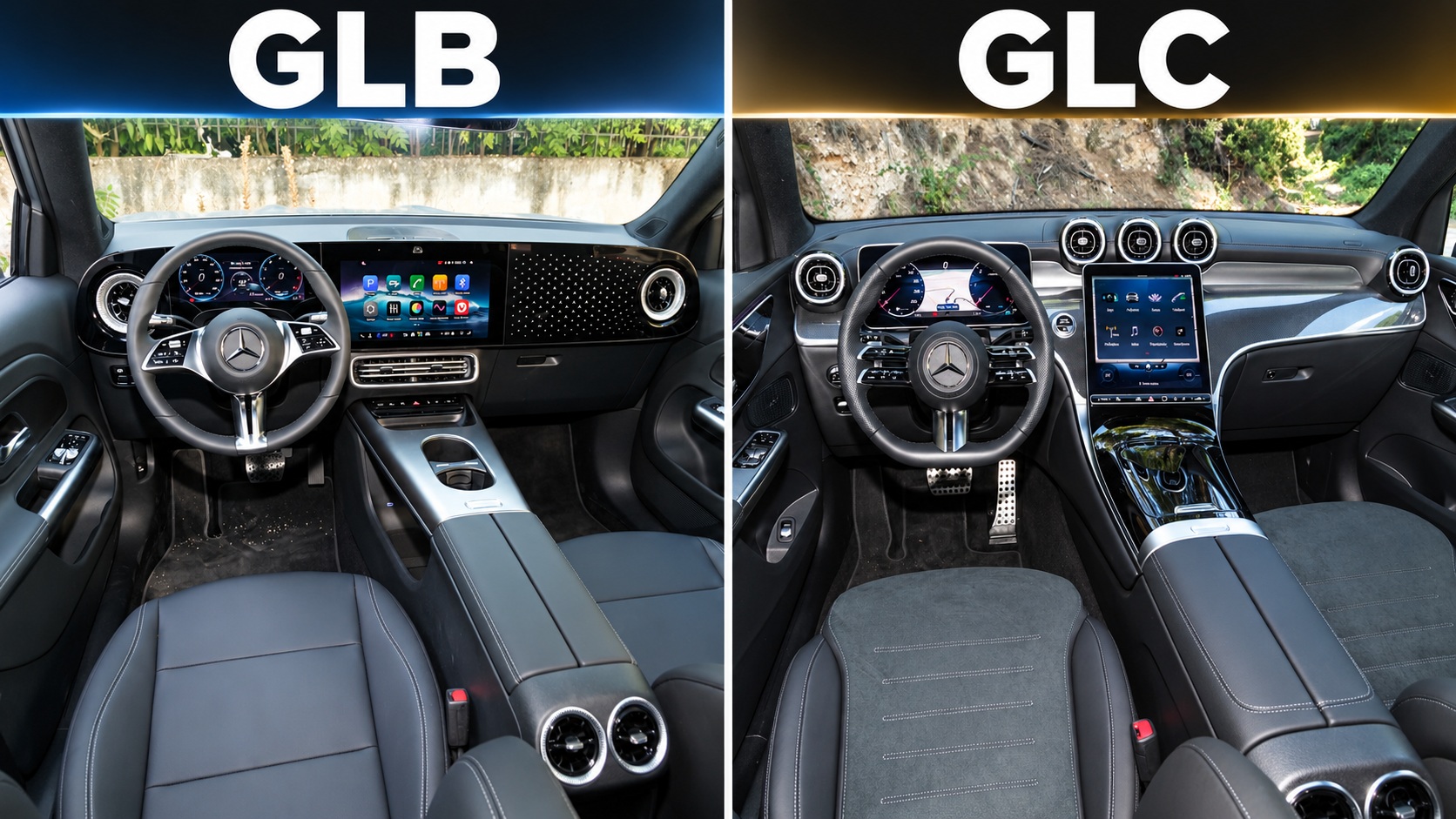 Σύγκριση εσωτερικού Mercedes GLB και Mercedes GLC