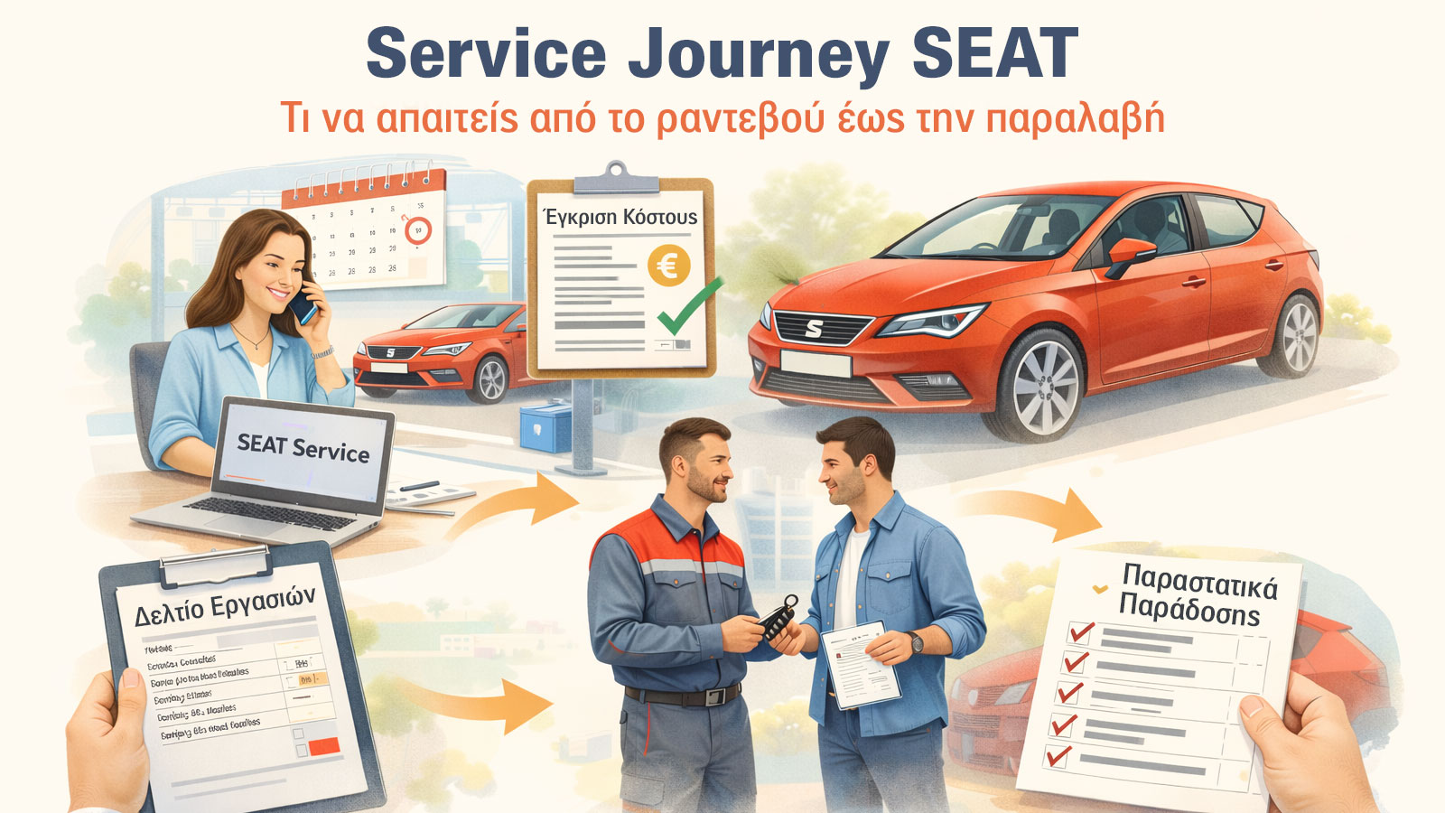 Ο πλήρης οδηγός για το Service Journey της SEAT: ραντεβού, κόστος, διάγνωση, παραλαβή και τι να απαιτήσεις ως πελάτης. Ο πλήρης οδηγός για το Service Journey της SEAT: ραντεβού, κόστος, διάγνωση, παραλαβή και τι να απαιτήσεις ως πελάτης.