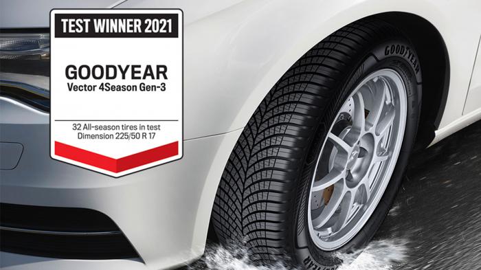 Η βραβευμένη σειρά ελαστικών αυτοκινήτου, Vector 4 Seasons της Goodyear στην 1η θέση δοκιμών για ελαστικά 4 εποχών με το μοντέλο Vector 4Seasons Gen-3.