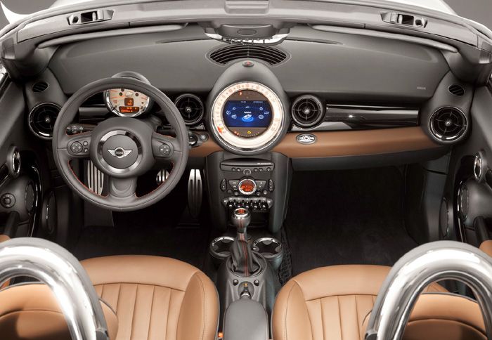 Η εικόνα στο εσωτερικό του Mini Roadster μας είναι...ελκυστικά γνώριμη. 