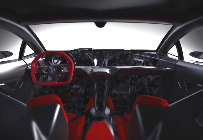 Εσωτερικά το concept της Lamborghini διαθέτει άκρως σκληροπυρηνικό χαρακτήρα! 