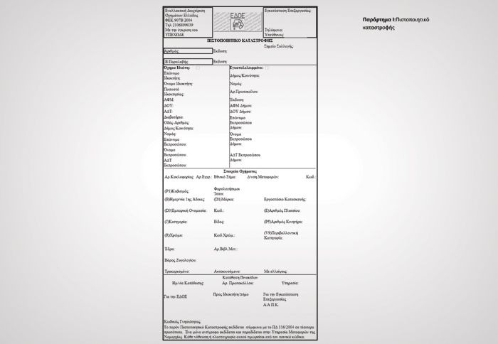 Το πιστοποιητικό καταστροφής εκδίδεται από το κέντρο ανακύκλωσης και δίνεται στον ιδιοκτήτη.