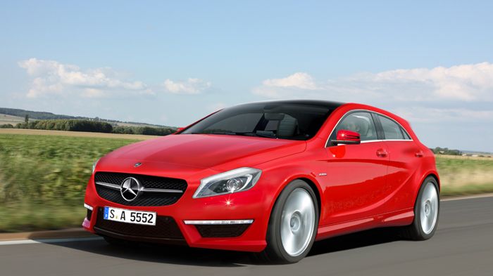 Η κορυφαία A45 AMG θα χρησιμοποιεί τετρακίνηση και δίλιτρο τούρμπο κινητήρα 350 ίππων. (κατασκοπευτική φωτογραφία)