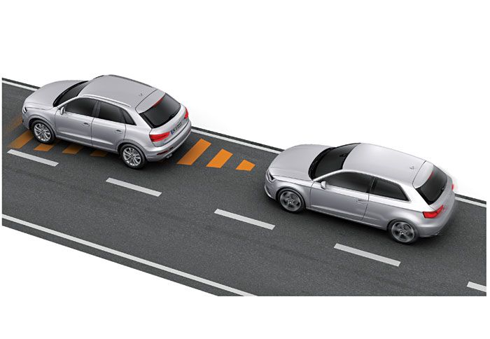 Σε ταχύτητες μικρότερες των 30 km/h το Audi A3 ακινητοποιείται πλήρως μέσω του pre sence.
