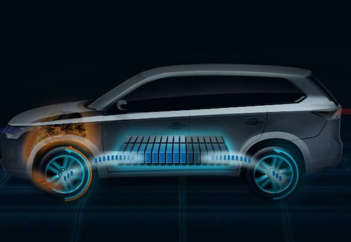 Το νέο Mitsubishi Outlander PHEV θα εφοδιάζεται με έναν 4κύλινδρο βενζινοκινητήρα 2.000 κ.εκ., μία 12 kWh λιθίου-ιόντων μπαταρία καθώς και 2 ηλεκτροκι