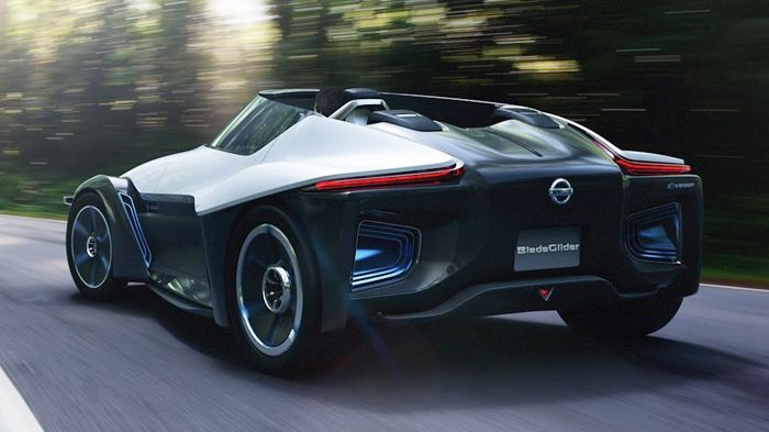 Το νέο Nissan BladeGlider Concept θα τροφοδοτείται από ένα υβριδικό σύνολο, όπου οι ηλεκτροκινητήρες του μοντέλου θα βρίσκονται στους πίσω τροχούς (in