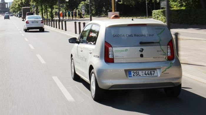 Στο ταξίδι των 2.619 χλμ. με το Skoda Citigo CNG οι τιμές του CO2 κρατήθηκαν στα 65 γρ./χλμ., πράγμα που αποδεικνύει τη «φιλικότητα» προς το περιβάλλο