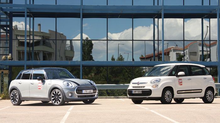Το πρώτο πεντάθυρο ΜΙΝΙ στην ιστορία βρίσκεται απέναντι από το Fiat 500L σε μια αντιπαράθεση μοντέρνου στιλ, lifestyle και πρακτικότητας με φόντο την 