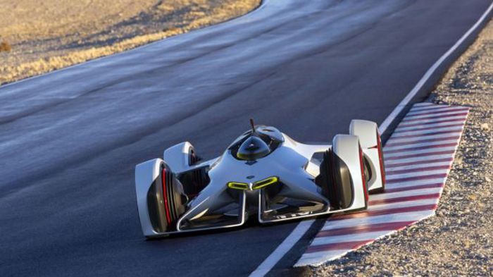 Το Chevrolet Chaparral 2X Vision Gran Turismo διαθέτει ένα πολύ αεροδυναμικό αμάξωμα από συνθετικά υλικά και εφοδιάζεται από ένα ηλεκτρικό κινητήριο σ