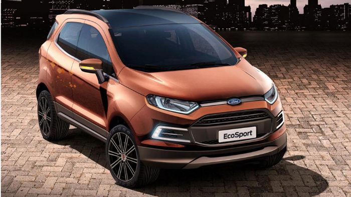 H έκδοση EcoSport Beauty έρχεται με διπλή εξωτερική απόχρωση αμαξώματος σε καφέ με μαύρη οροφή, ενώ το εν λόγω SUV διαθέτει LED προβολείς ομίχλης και 
