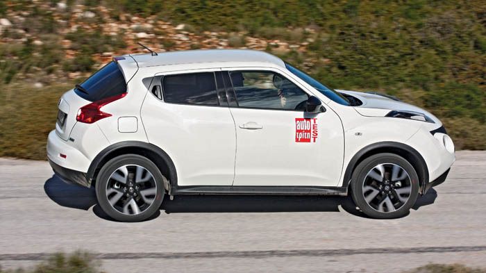 Το Nissan Juke diesel διατηρεί το σπορτίφ οδικό και οδηγικό του χαρακτήρα, ευνοούμενο στην έκδοση της δοκιμής μας και από τους μεγάλους τροχούς.	
