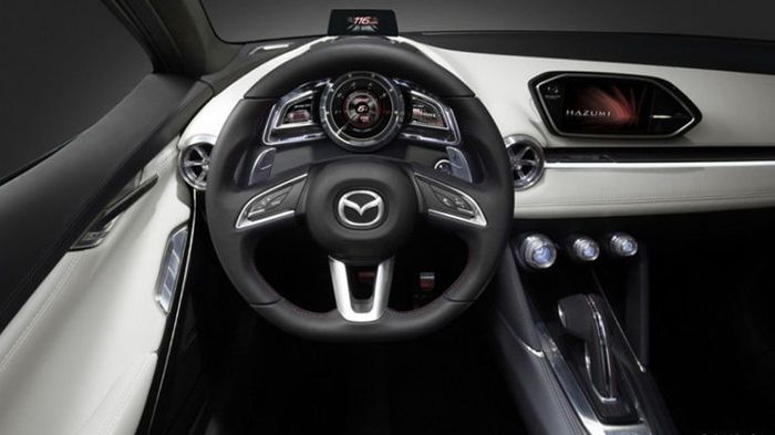 Αγνωστος παραμένει ο βαθμός συνάφειας του εσωτερικού του νέου Mazda2 με αυτό του πρωτότυπου Hazumi concept.