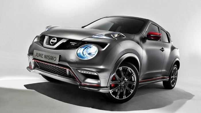 Tο ανανεωμένο Juke Nismo RS διαθέτει –αναφορικά με το Juke- ένα νέο σπόιλερ μπροστά με τις γρίλιες εισαγωγής αέρα να κατεβαίνουν χαμηλά και προβ