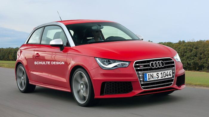 Στην κατασκοπευτική, ηλεκτρονικά επεξεργασμένη εικόνα βλέπουμε τη νέα ισχυρότερη έκδοση S1 -του Audi A1-που θα εφοδιαστεί με 2λιτρο κινητήρα 230 ίππων