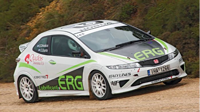 Οδηγούμε το αγωνιστικό Honda Civic Type R Group A/R3 που με οδηγό τον Δημήτρη Δριβάκο θα συμμετάσχει στον πρώτο αγώνα του Παγκοσμίου Πρωταθήματος Ράλλ