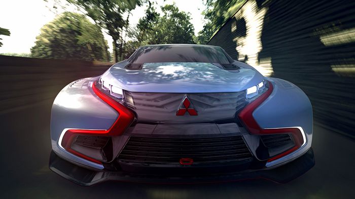 ¶κρως επιθετική είναι και η εμπρόσθια όψη του οχήματος, ενώ το concept της Mitsubishi διαθέτει αεροδυναμικά πλευρικά μαρσπιέ και ζάντες αλουμινίου 20 