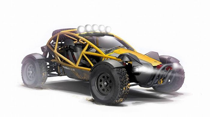 Η ανάρτηση του Ariel Nomad έχει μεγάλη διαδρομή, τα ελαστικά είναι χωμάτινα, ενώ έχει τοποθετηθεί πλέγμα προστασίας από την ανατροπή, αλλά και ποδιές 