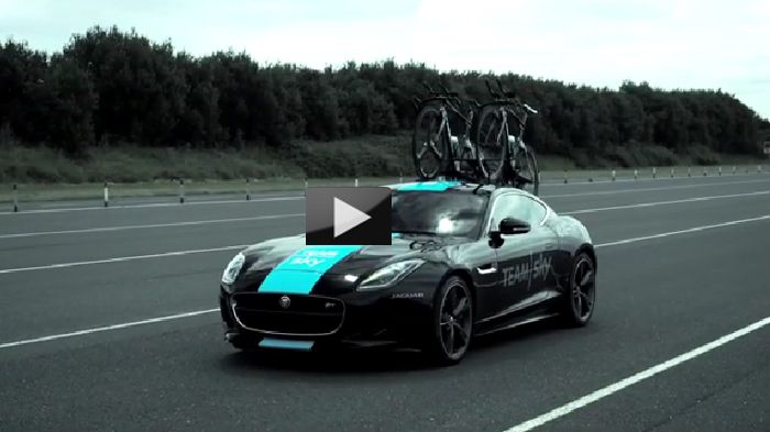 Η ειδική αυτή F-Type θα χρησιμοποιηθεί ως όχημα υποστήριξης από τη βρετανική ομάδα Team Sky. Κουβαλάει δύο ποδήλατα Pinarello Bolide TT και φτιάχτηκε 