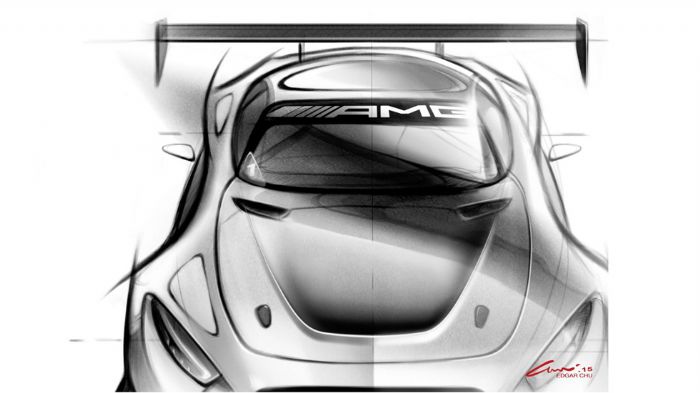 Η Mercedes-AMG έδωσε στη δημοσιότητα τα δύο πρώτα προωθητικά σκίτσα του GT3 αγωνιστικού οχήματος που θα παρουσιάσει τον άλλο μήνα στην έκθεση της Γενε
