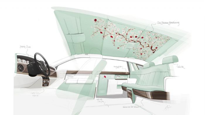 Σύμφωνα με την Rolls-Royce, η Phantom Serenity θα έχει ένα «μεταξωτό» εσωτερικό που αντλεί την έμπνευσή του από προηγούμενα οχήματα που είχαν στην κατ