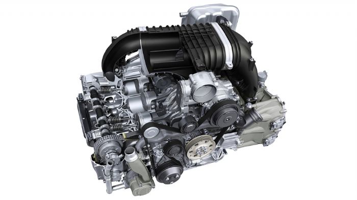 Η GT3 RS θα εξοπλίζεται με ένα εντελώς νέο ατμοσφαιρικό 6κύλινδρο σύνολο χωρητικότητας 4,0 λίτρων και ισχύος άνω των 500 ίππων. Στη φωτογραφία φαίνετα