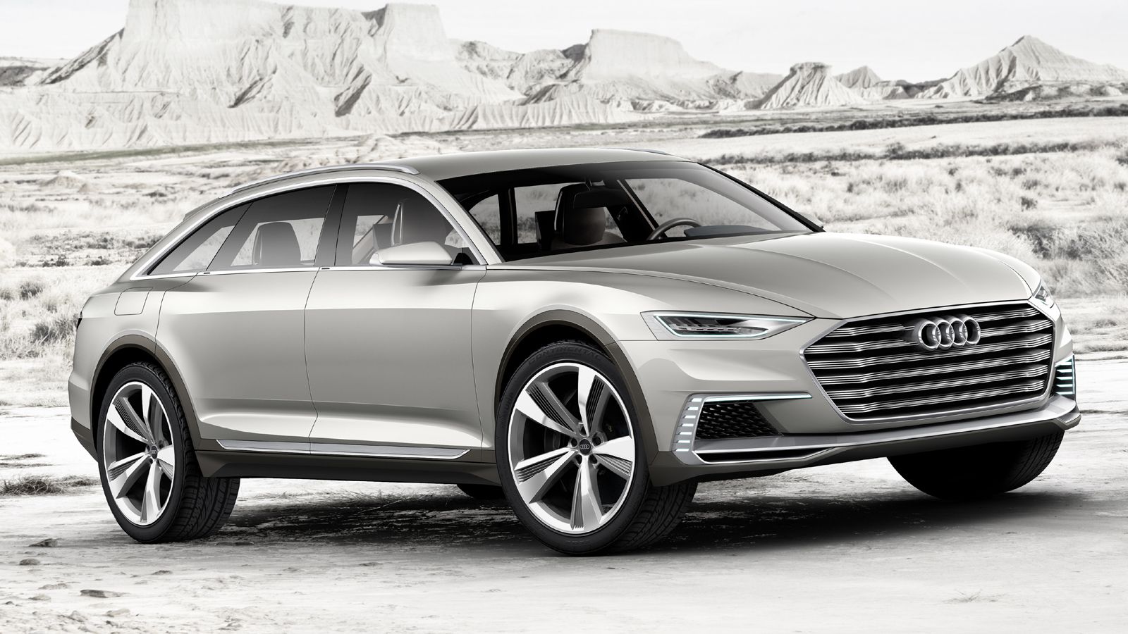 Το εμπρός μέρος του πρωτότυπου της Audi ακολουθεί σχεδιαστικά τη μορφή των υπόλοιπων δύο Prologue.