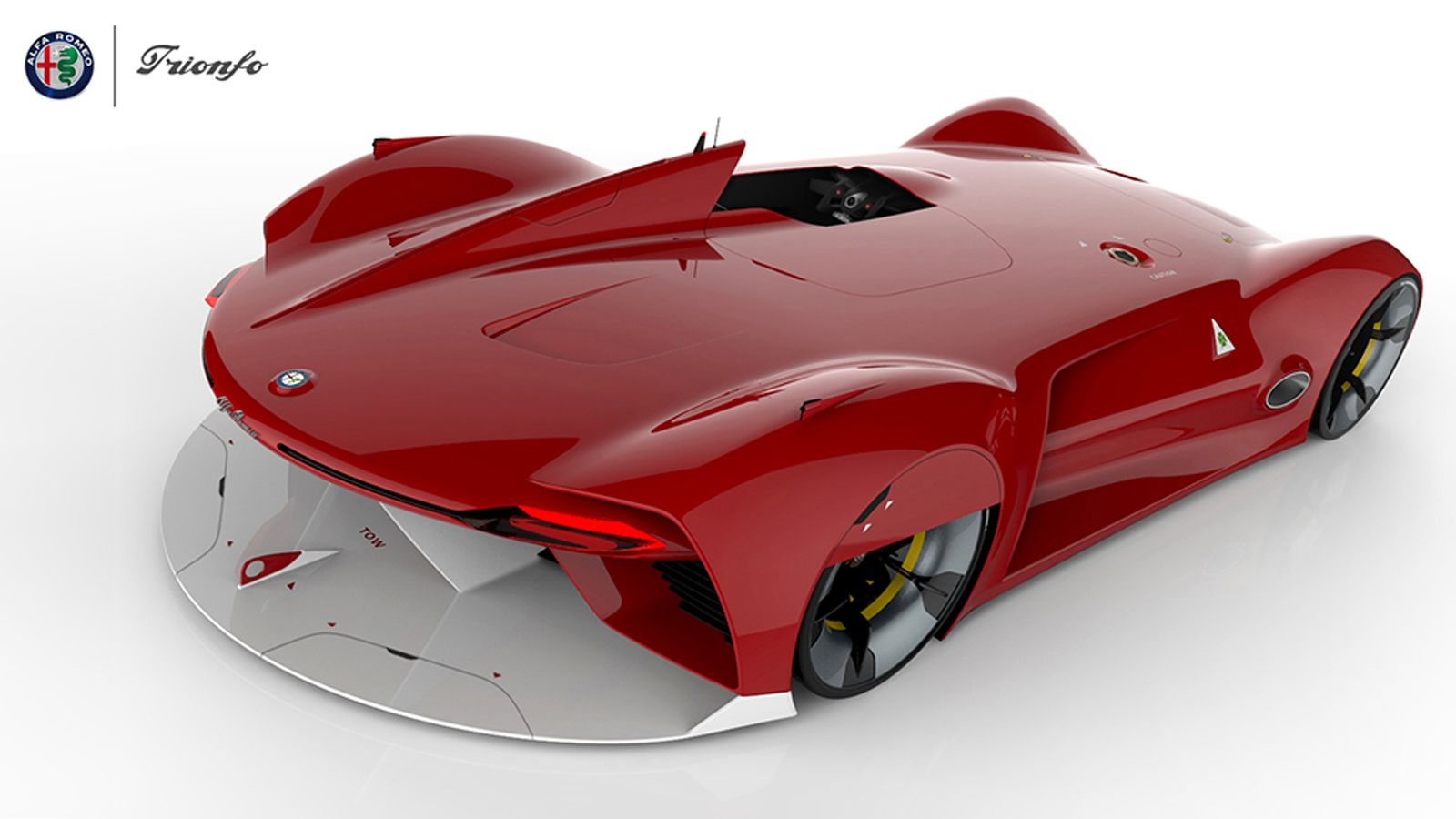 Ο Sebastiano Ciarcia φαντάστηκε την Alfa Romeo Trionfo να κινείται από 4 ηλεκτρικά μοτέρ, ένα σε κάθε τροχό, τα οποία αντλούν ενέργεια από μια μονάδα 
