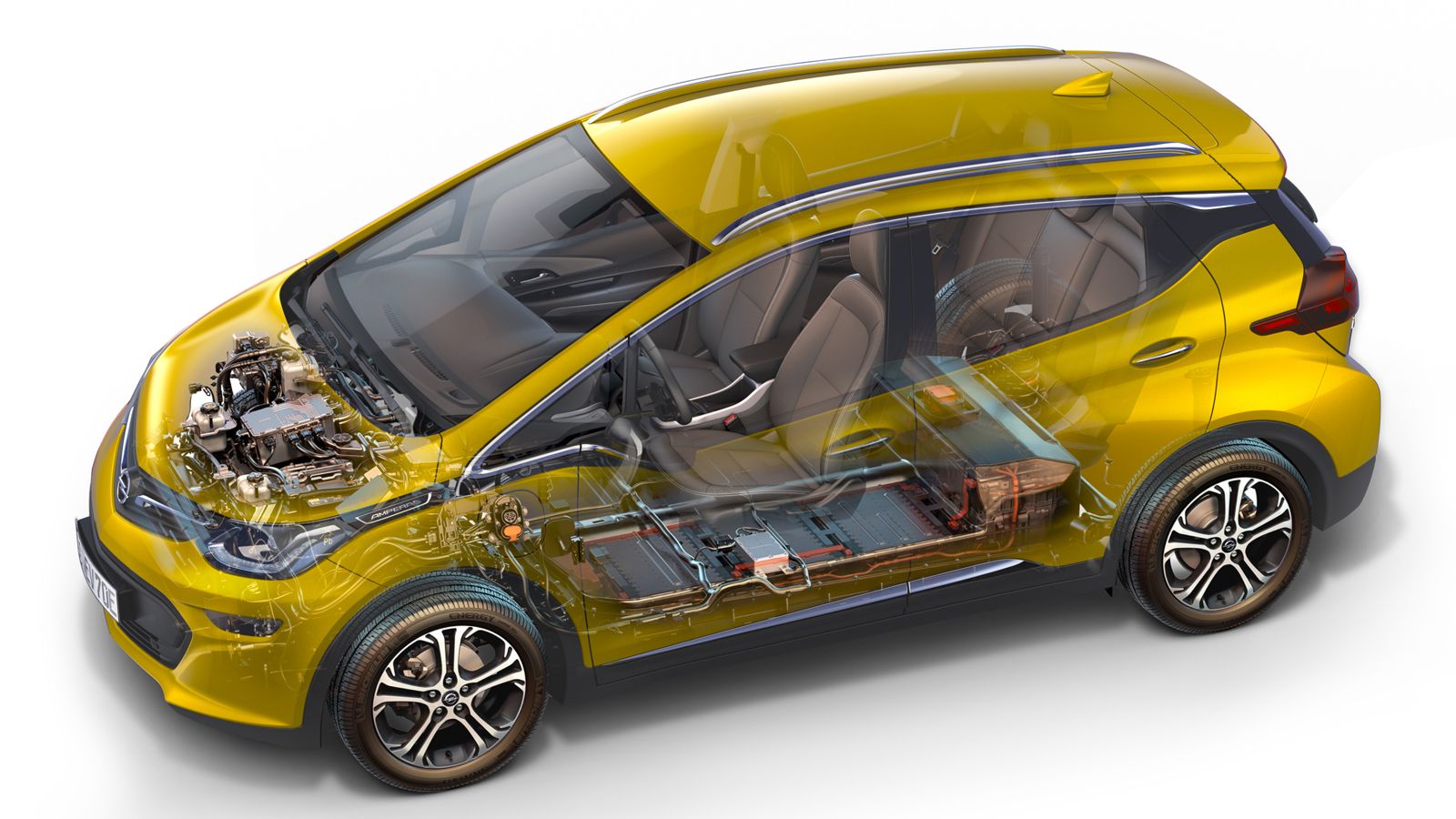 Η ευρυχωρία επετεύχθη χάρη στην τοποθέτηση των μπαταριών στο κάτω τμήμα του αμαξώματος. Η μπαταρία με 288 κυψέλες ιόντων λιθίου και χωρητικότητα 60 kW