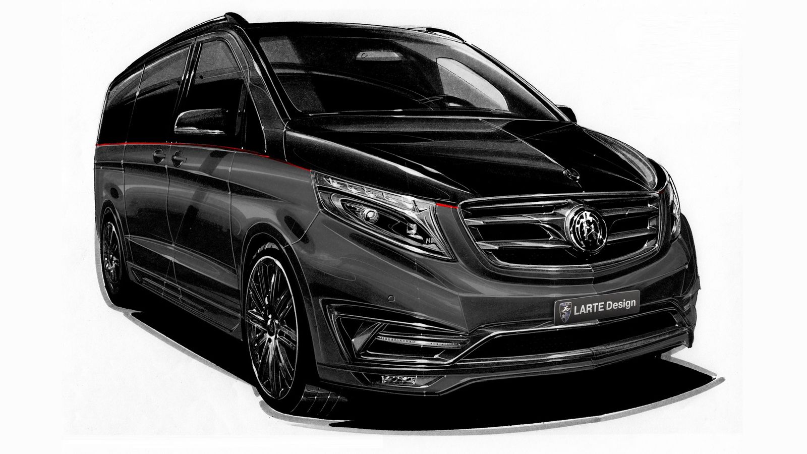 Προκειμένου η V-Class Black Crystal να υποδηλώνει και εξωτερικά τη διαφορετικότητα και το εσωτερικό μεγαλείο της, η Larte Design την έντυσε με ένα bod