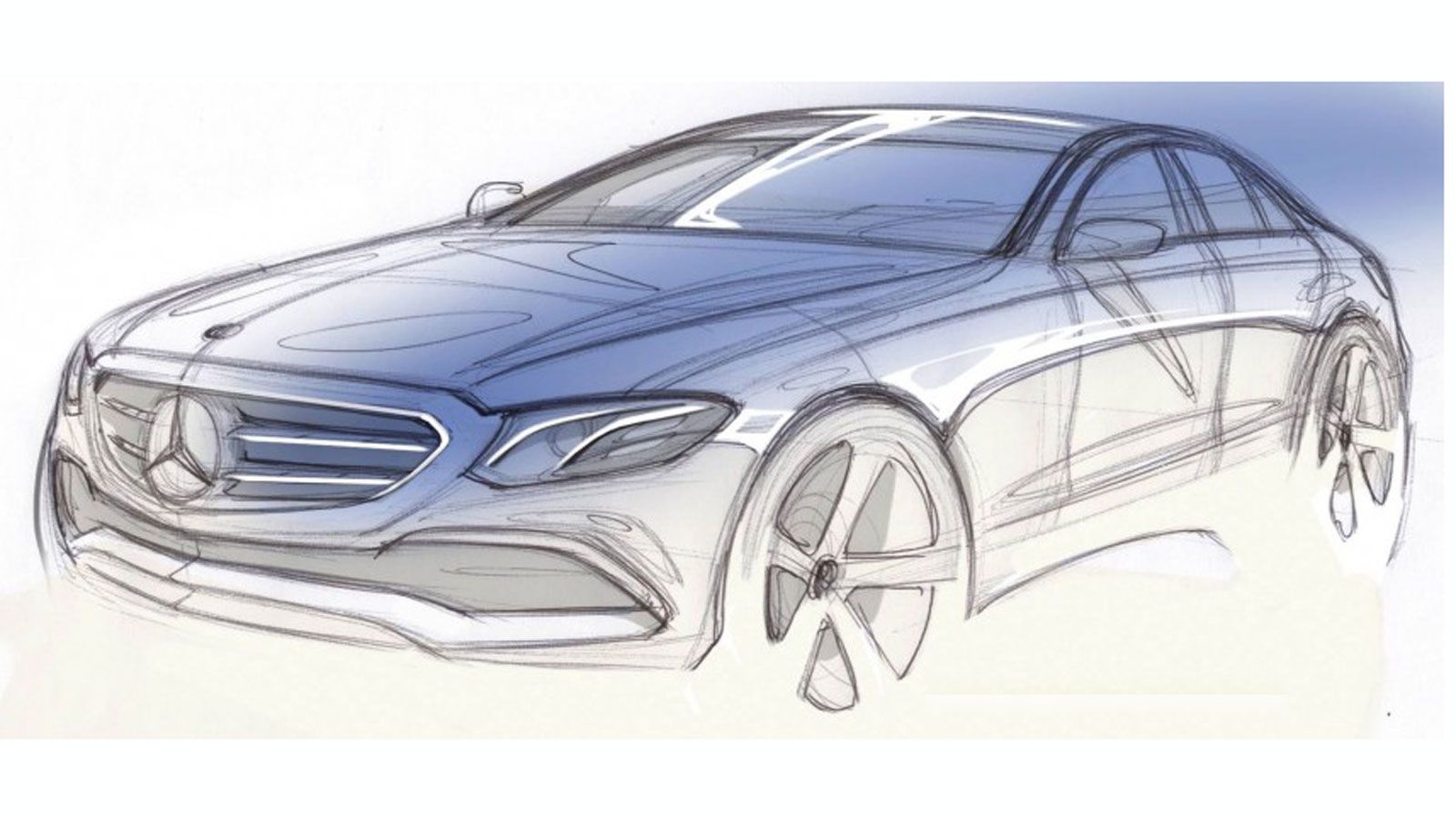 Μια βδομάδα πριν την παγκόσμια πρεμιέρα της νέας E-Class, η Mercedes δίνει στη δημοσιότητα ένα σκίτσο που την αποκαλύπτει εν μέρει. 