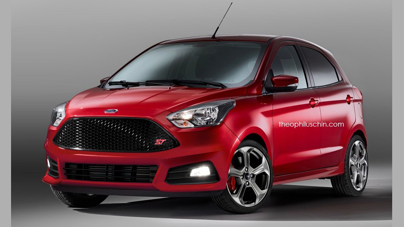 Ανακατεύοντας στοιχεία του νέου Ka+ με το Fiesta ST, ο Theophilus Chin δημιουργεί ψηφιακά το Ford Ka+ ST, βάζοντάς του διπλή απόληξη εξάτμισης, σκούρε