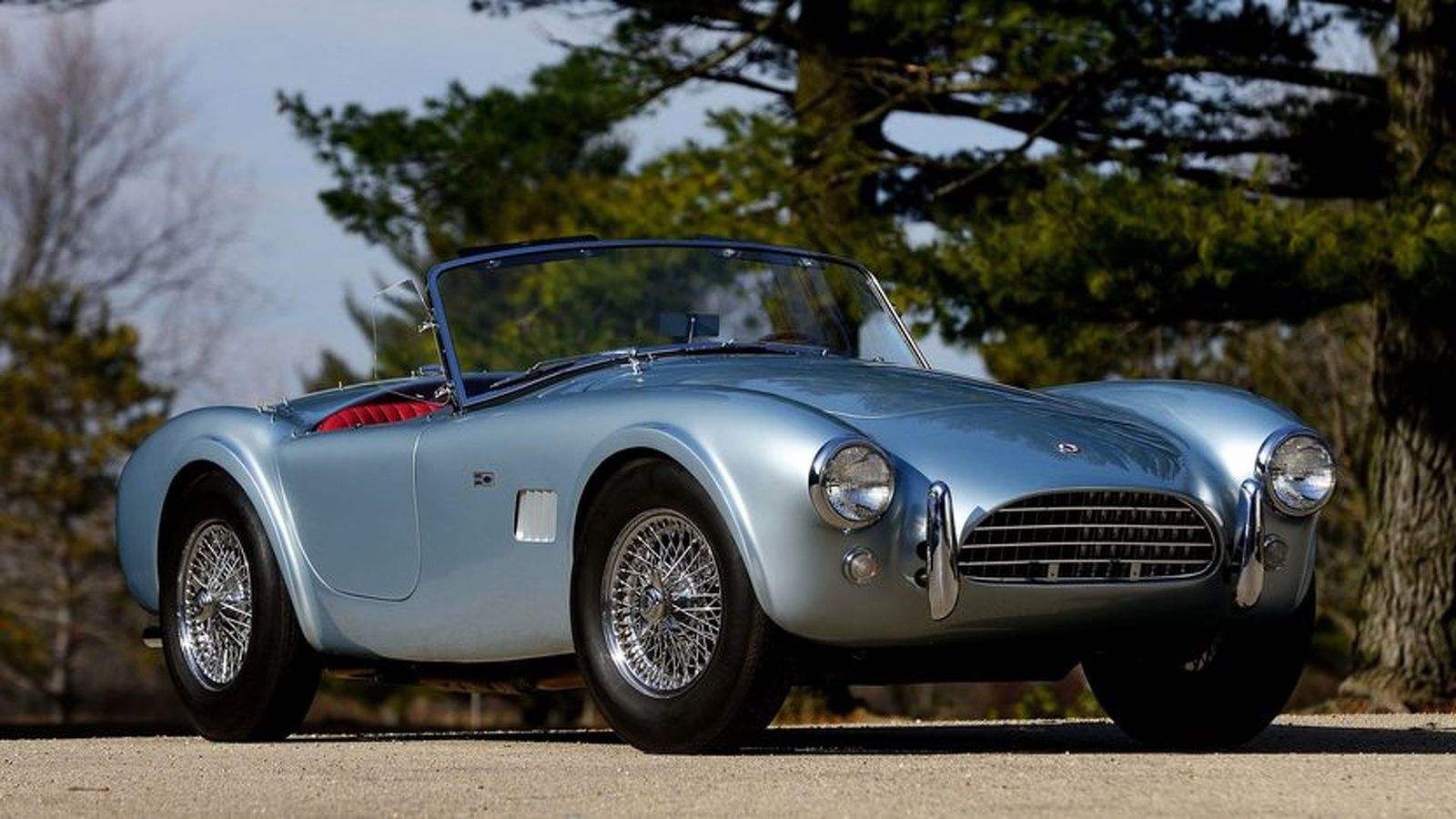 Η ασημί Shelby 289 Cobra Roadster του 1964 με το κόκκινο δερμάτινο εσωτερικό, πουλήθηκε για 1 εκ. δολάρια (896.000 ευρώ). Βλέπετε, είναι το υπ` αριθμό