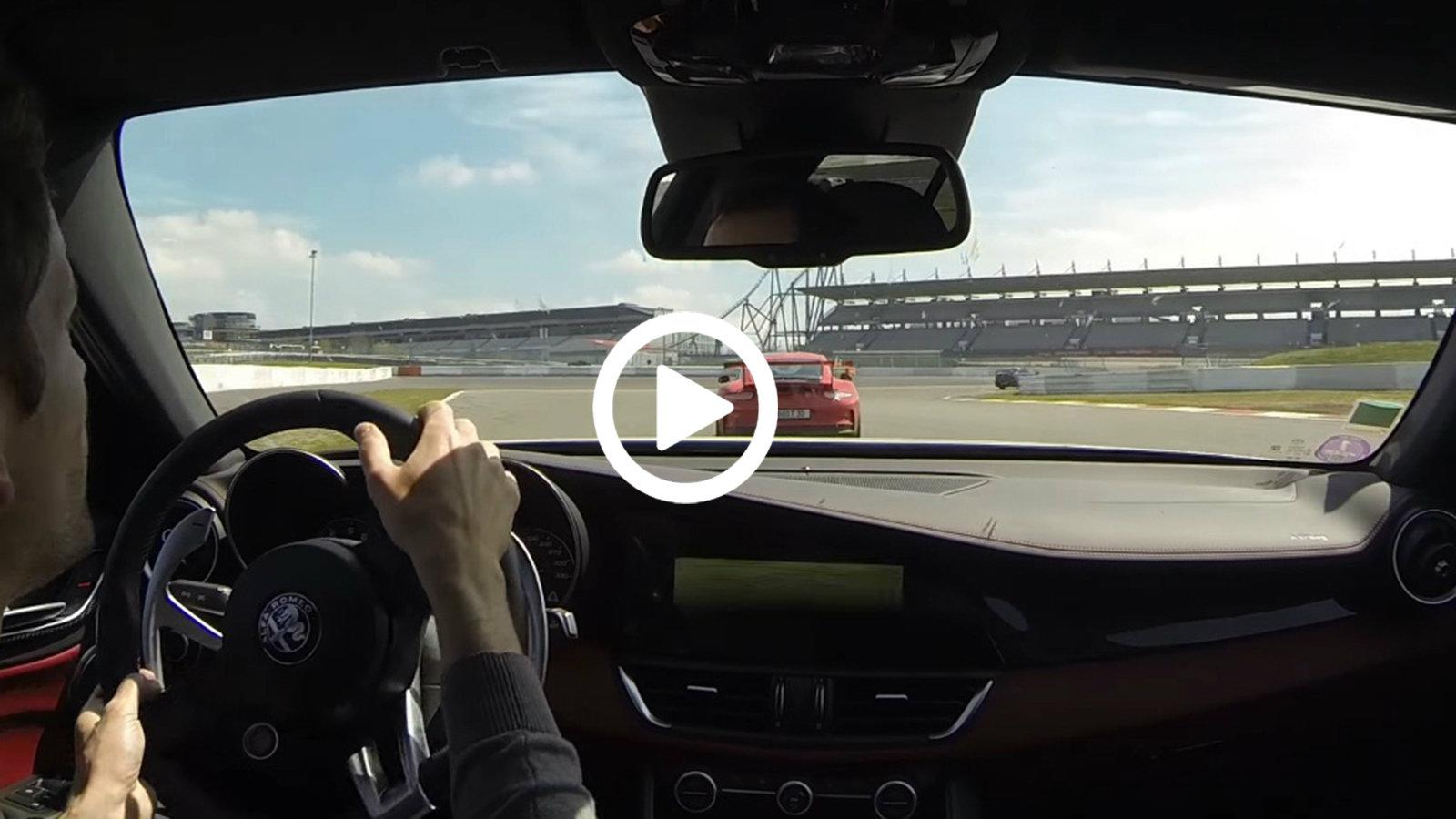 Giulia QV καταδιώκει Porsche 911 GT3 στο Ring!