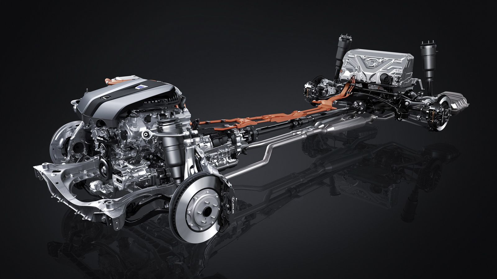 Στον πυρήνα του συστήματος του νέου Lexus LS 500h είναι ο V6 Dual VVT-I κινητήρας βενζίνης των 3,5 λίτρων, ο οποίος συνεργάζεται με δύο κλεκτρικά μοτέ