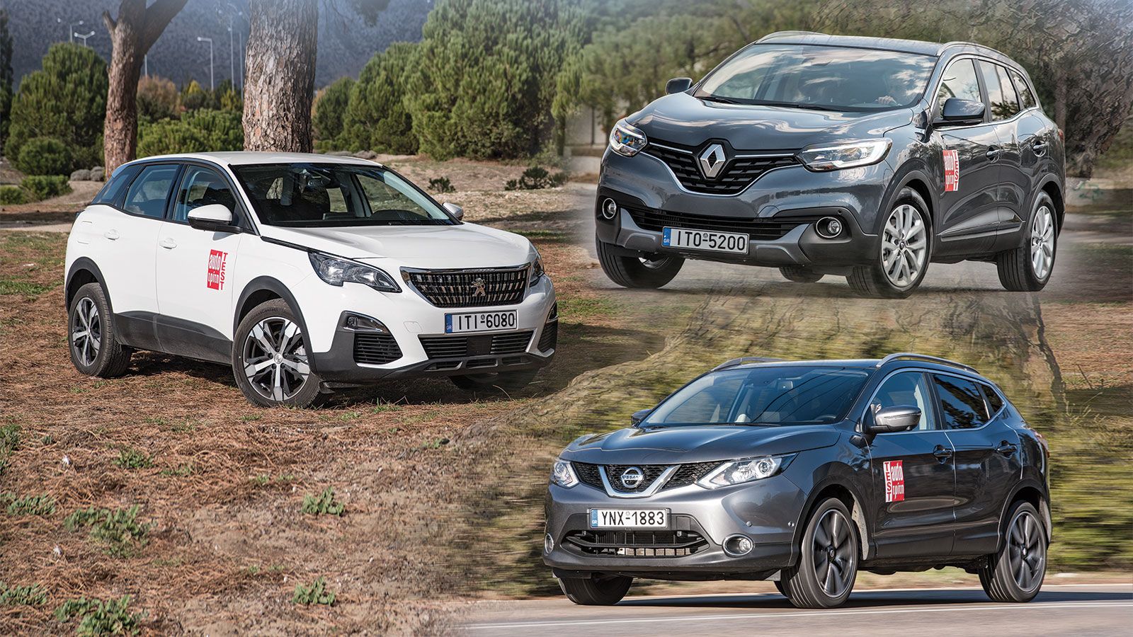 Θέτουμε αντιμέτωπα τα βενζινοκίνητα Nissan Qashqai, Renault Kadjar και Peugeot 3008 στις εκδόσεις τους με τους 1.200άρηδες turbo κινητήρες. Ποιο κερδί
